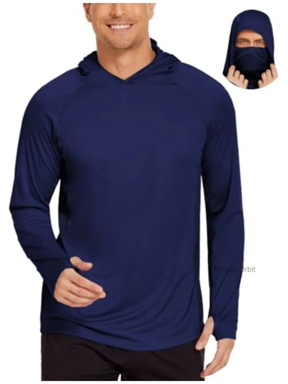 Men's UPF 50+ Long Sleeve Sun Protection Hoodie Rash Guard with Mask